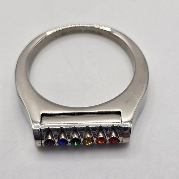 Pride Ring Size 12.5 Silver Tone Rainbow Fashion Jewelry - Picture 2 of 6